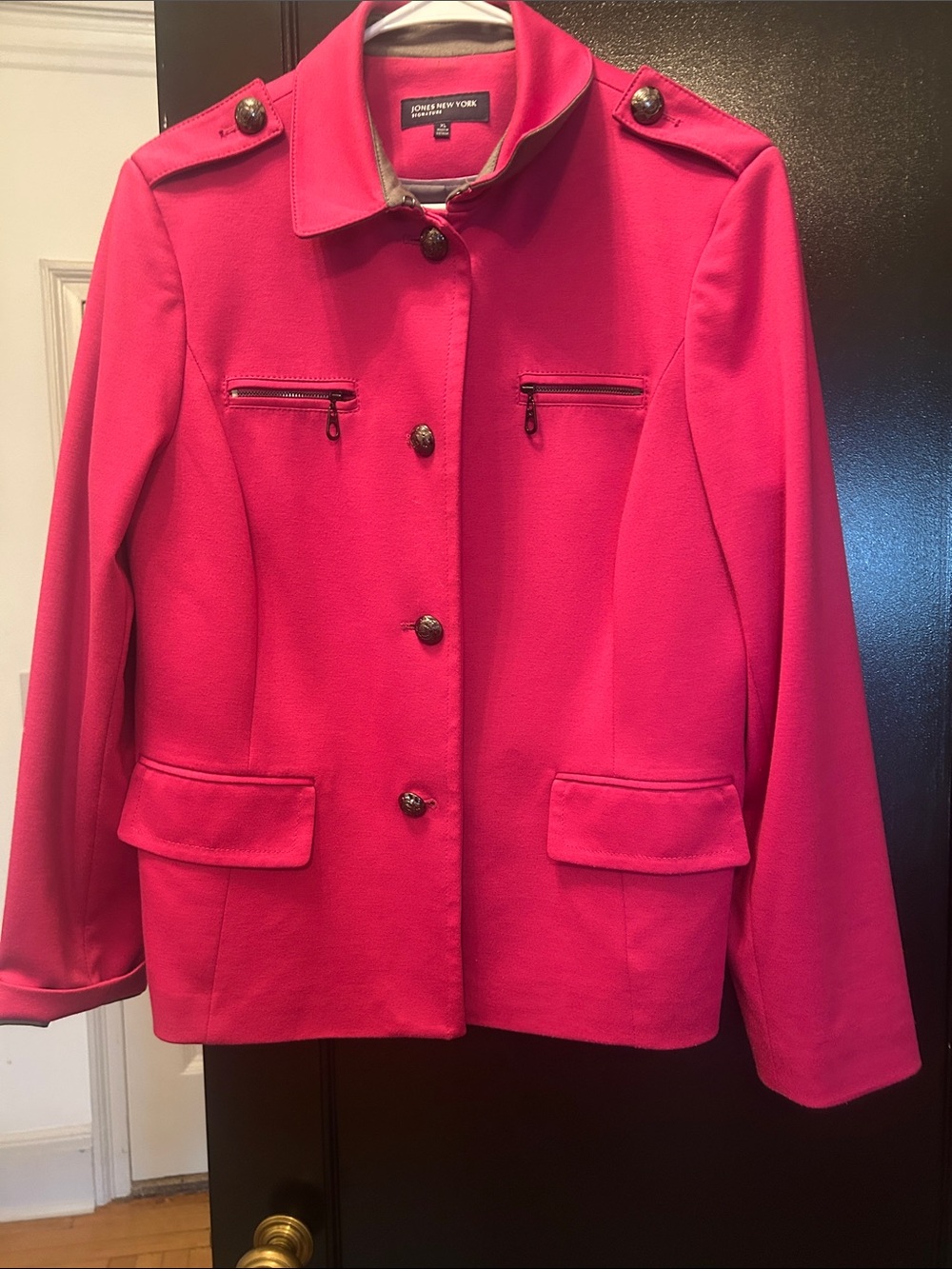 Jones New York Hot Pink Military-Style Blazer